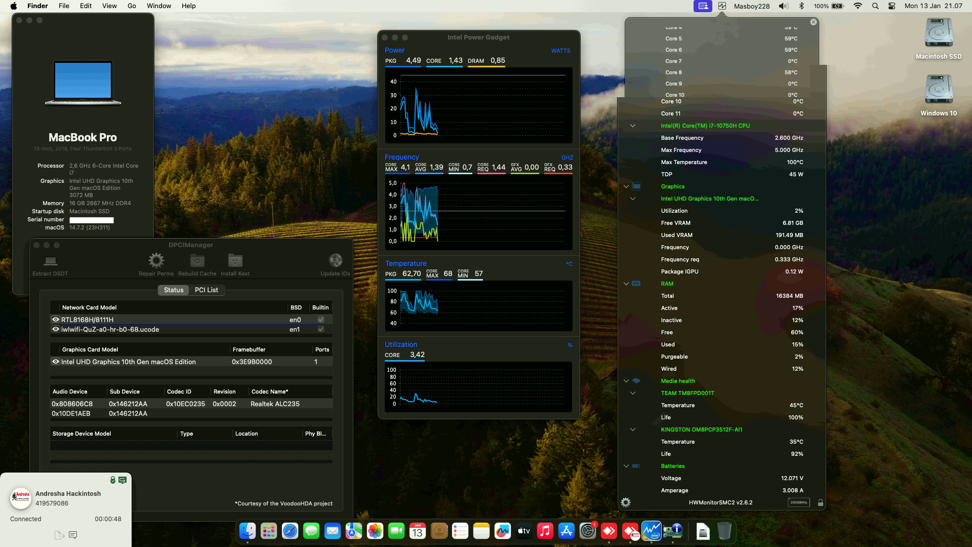 Success Hackintosh macOS Sonoma 14.7.2 Build 23H311 in MSI Gaming GF65 Thin 10SDR